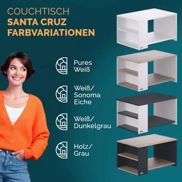 Hvidt sofabord, 90x60x50cm, ridsefast