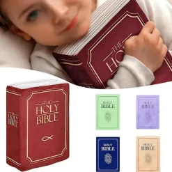 Hyggelig Tro-Bibel Pude Åbningsbar Bog Plys Pude til Hellige Bibel Børn Krammepude Gave, Rød
