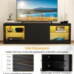 3-i-1 TV-bord med LED-lys til 85