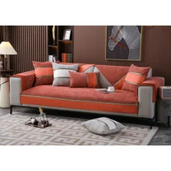 IC Halkfri Sofa Betræk i Farveblokke i Moderne Minimalistisk Stil Rød 70*90cm