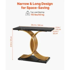 Indgangskonsol 100 cm-Duoku-Rektangulært Sidebord i Træ med Metalben-Smal og Lang