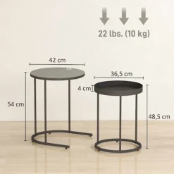 Indskudsbordssæt, metalbakkedesign, grå