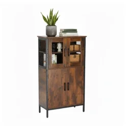 Industrielt glasskab – justerbare hylder, sikkert design