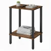Industrielt sidebord med 2 hylder, trælook