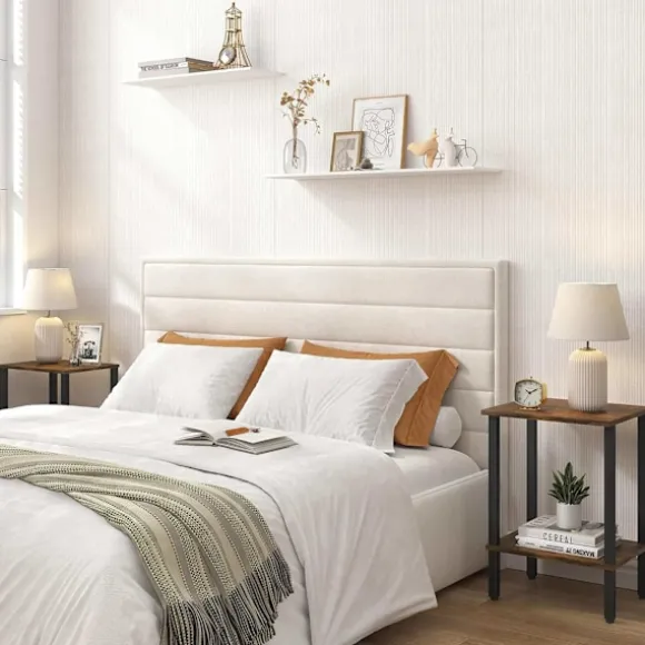 Industrielt sidebord med 2 hylder, trælook