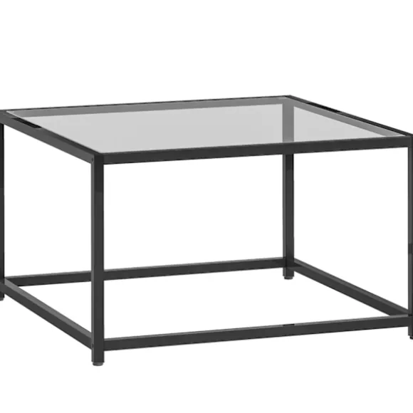 Industrielt sofabord, hærdet glas & stål, 68x68 cm