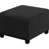Jacquard Stretch Firkantet Skammelbetræk Sofaskammelbetræk Bløde Firkantede Fodskammelbetræk Vaskbart Aftageligt (Sort, 27-32 tommer/68-81 cm) (FMY) | Fyndiq