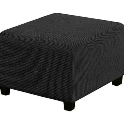Jacquard Stretch Firkantet Skammelbetræk Sofaskammelbetræk Bløde Firkantede Fodskammelbetræk Vaskbart Aftageligt (Sort, 27-32 tommer/68-81 cm) (FMY) | Fyndiq