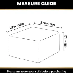 Jacquard Stretch Square Ottoman Cover Sofa Stool Cover Soft Square Footstool Covers Vaskbar Aftagelig (Sort, 27-32 tommer/68-81 cm)
