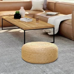 Japansk Siddepude, Håndlavet Meditationspude, Rustik Tatami Siddepude til Kontor, 40 cm Diameter