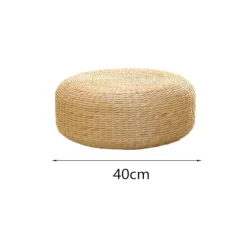 Japansk Siddepude, Håndlavet Meditationspude, Rustik Tatami Siddepude til Kontor, 40 cm Diameter