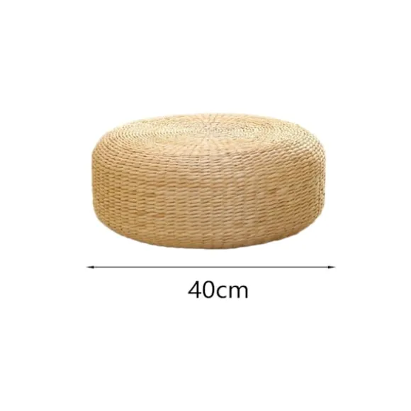 Japansk stil sædehynde, håndlavet meditationshynde, rustik tatami kontorhynde, 40 cm diameter