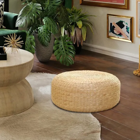 Japansk stil sædehynde, håndlavet meditationshynde, rustik tatami kontorhynde, 40 cm diameter
