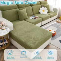 Jianyana Universal Jacquard L-Formet Elastisk Sofa Sædebetræk, Slidstærkt Møbelbeskytter til Puder på Chaise Longue M Rygbetræk