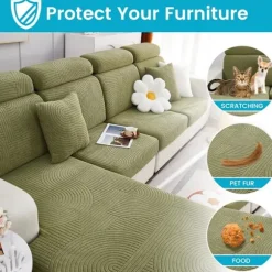 Jianyana Universal Jacquard L-Formet Elastisk Sofa Sædebetræk, Slidstærkt Møbelbeskytter til Puder på Chaise Longue M Rygbetræk