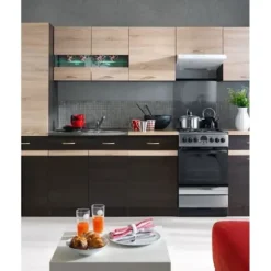 JUNONA Højskab 40 cm - 1 låge - Sonoma eg Sonoma ek, wenge