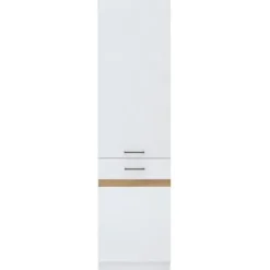 JUNONA Køkkensøjle 2 låger venstre åbning - L 50 x H 196 x D 46 cm - Blank hvid Vit, Blankvit, Golden Craftsman Oak