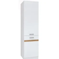JUNONA Køkkensøjle 2 låger venstre åbning - L 50 x H 196 x D 46 cm - Blank hvid Vit, Blankvit, Golden Craftsman Oak