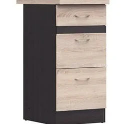 JUNONA Laviskabinet 40 cm - 3 skuffer - Arbejdsplade - Sonoma eg Sonoma ek, wenge