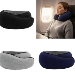 Justerbar Cervikal Støtte Pude Memory Foam Kerne Til Søvn På Fly Dark gray