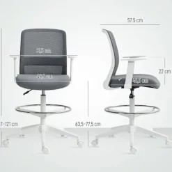 Justerbar ergonomisk mesh kontorstol med fodstøtte