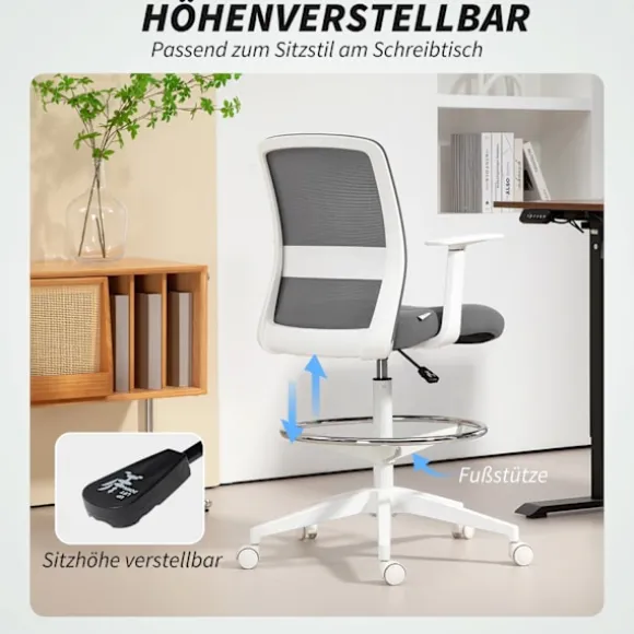 Justerbar ergonomisk mesh kontorstol med fodstøtte