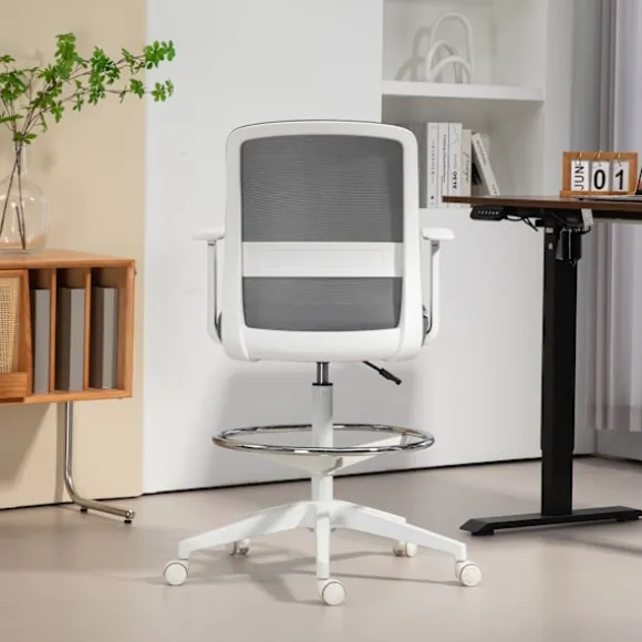 Justerbar ergonomisk mesh kontorstol med fodstøtte