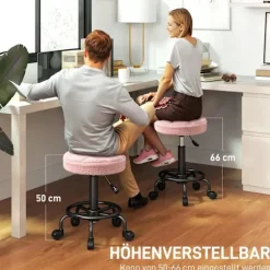Justerbar rullestol, Pink, 360° drejelig, 50-66 cm Højde