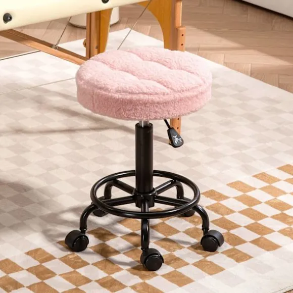 Justerbar rullestol, Pink, 360° drejelig, 50-66 cm Højde