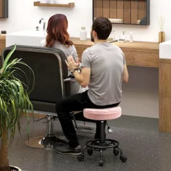 Justerbar rullestol, Pink, 360° drejelig, 50-66 cm Højde