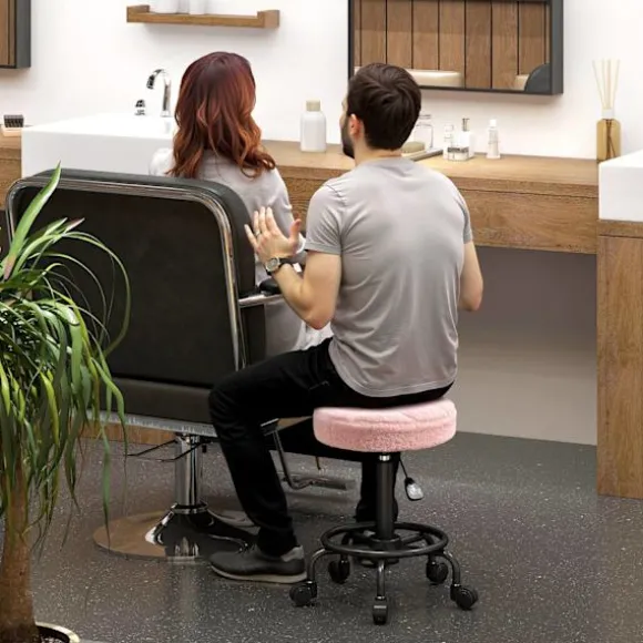 Justerbar rullestol, Pink, 360° drejelig, 50-66 cm Højde