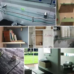 Justerbar vægmonteret glasklemmebeslag - 4 stk. til installation af glashylder
