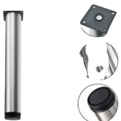 Justerbare ben 350 mm Højde Tykke Skab Ben Bordben Møbelben, Børstet Rustfrit Stål, Justerbar Højde 0-15 mm