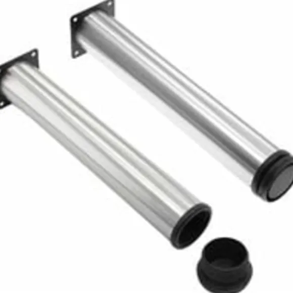 Justerbare ben 350 mm højde, tykke skabsben, bordben, møbelben, børstet rustfrit stål, justerbar højde 0-15 mm-XS6-