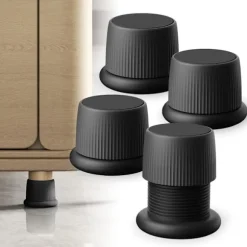Justerbare møbel- og sengeforhøjere, 4-6,6 cm sengeforhøjere hvide, holdbar plast og skridsikre sofaforhøjere 5 cm (sort - 4 stk.) Black