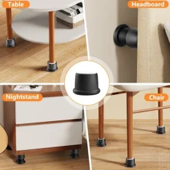 Justerbare møbel- og sengeforhøjere, 4-6,6 cm sengeforhøjere hvide, holdbar plast og skridsikre sofaforhøjere 5 cm (sort - 4 stk.) Black