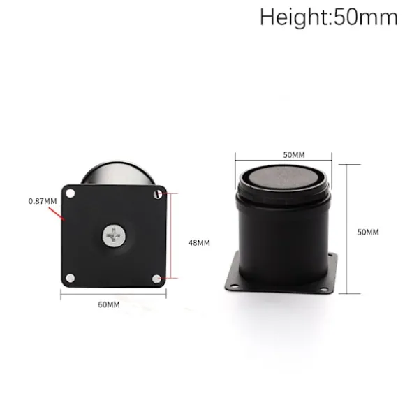 Justerbare, runde møbelben i rustfrit stål Skab Bord S Black 50MM
