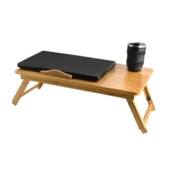 Justerbart laptopbord i bambus 17 tommer med ventilation og skuffe