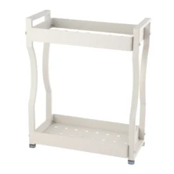 Kaffebar Opbevaringsstativ Dobbeltlags Skabshylde Rustfrit Stål Bordplade Organizer med Håndtag Hvid 30cm / 11.8in