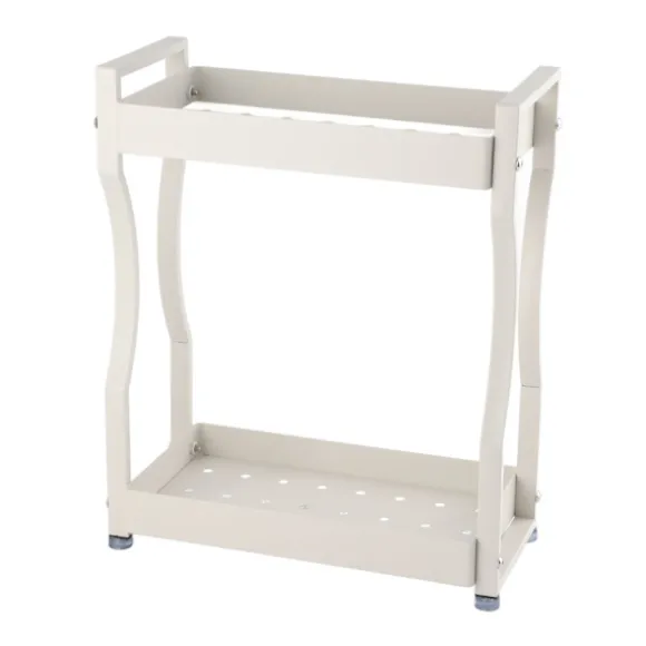 Kaffebar Opbevaringsstativ Dobbeltlags Skabshylde Rustfrit Stål Bordplade Organizer med Håndtag Hvid 30cm / 11.8in