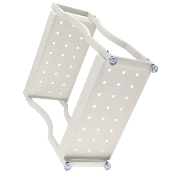 Kaffebar Opbevaringsstativ Dobbeltlags Skabshylde Rustfrit Stål Bordplade Organizer med Håndtag Hvid 30cm / 11.8in