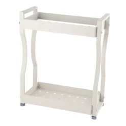 Kaffebar Opbevaringsstativ Dobbeltlags Skabshylde Rustfrit Stål Bordplade Organizer med Håndtag Hvid 30cm / 11.8in