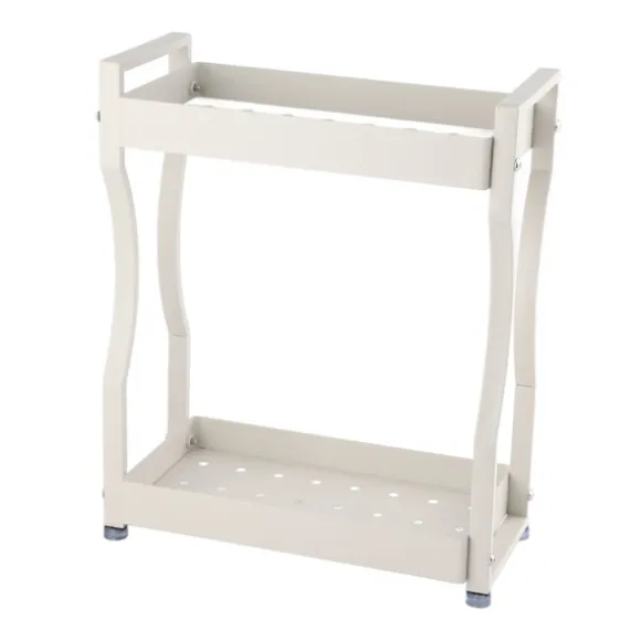 Kaffebar Opbevaringsstativ Dobbeltlags Skabshylde Rustfrit Stål Bordplade Organizer med Håndtag Hvid 30cm / 11.8in