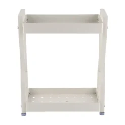 Kaffebar Opbevaringsstativ Dobbeltlags Skabshylde Rustfrit Stål Bordplade Organizer med Håndtag Hvid 30cm / 11.8in