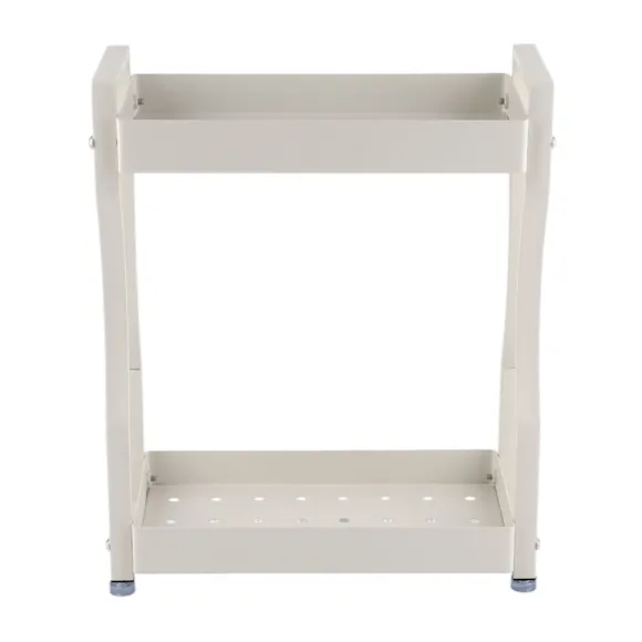 Kaffebar Opbevaringsstativ Dobbeltlags Skabshylde Rustfrit Stål Bordplade Organizer med Håndtag Hvid 30cm / 11.8in