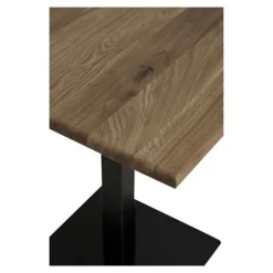Kaffebord i røget eg med sort metalbase 70 x 70 x 75 cm brun