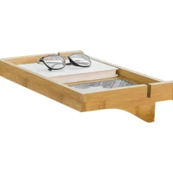 [KK] Sengehylde Clip-on Hængende Hylde Bordbakke med 2 Kabelåbninger, NKD01-N 30x25x9cm Nature