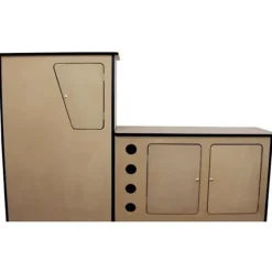 Køkken - Campervan - T4 T5 - MDF 18 mm - Indbygget vinreol - Brun kastanj