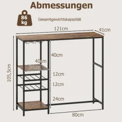 Køkken Barbord med hylder, vinreoler, glasholdere