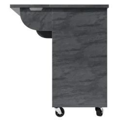 Køkkenø med hjul og udtrækkeligt design, håndklædeholder & justerbare hylder, 3 skuffer, 118x92cm Gray